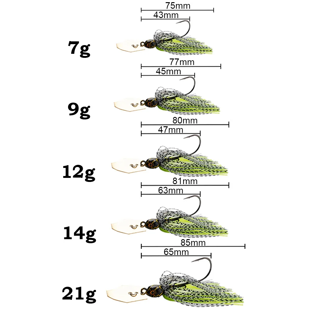 Spinner Bait 7g/9g/12g/14g/21g - đánh giá và giá Fishing Hook Weedless