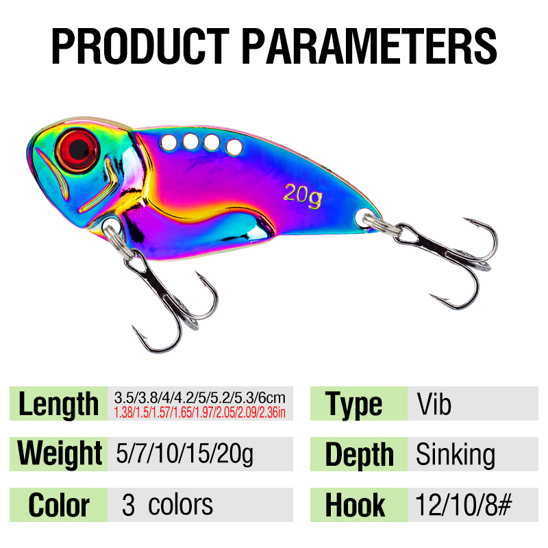 3PCS Metal Colorful VIB Lure 5 - đánh giá và giá Fishing Hook Treble