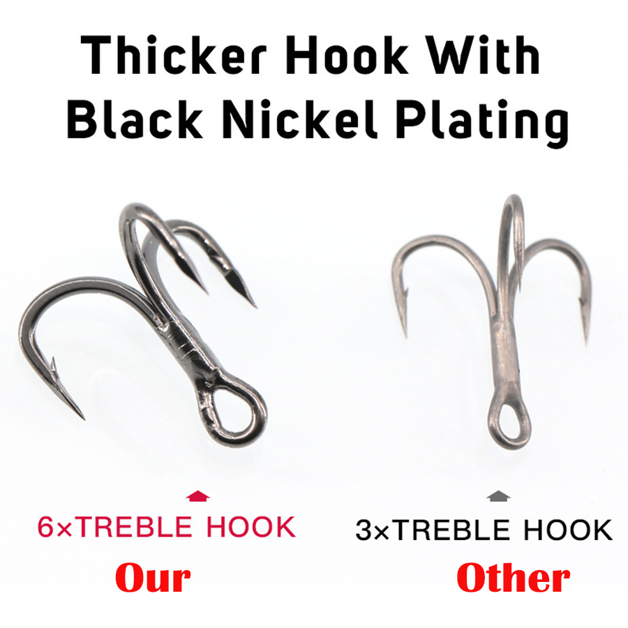 6X Fishing Treble Hooks Black  - đánh giá và giá Fishing Hook Assortment